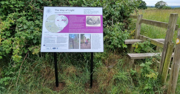 Northern Saints Trails interpretation panel for the Way of Light